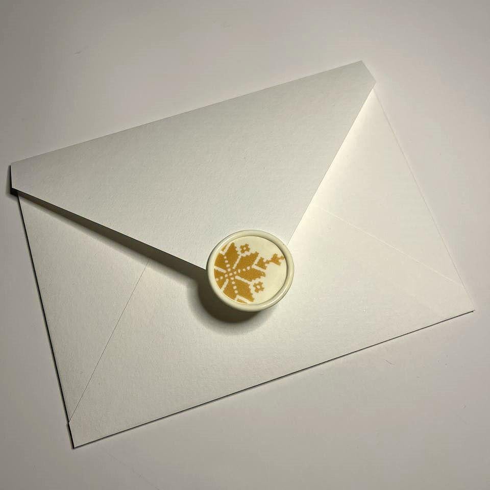 Конверт з дизайнерського паперу 15х11 см з печаткою в українському стилі Молочний (2181180437)