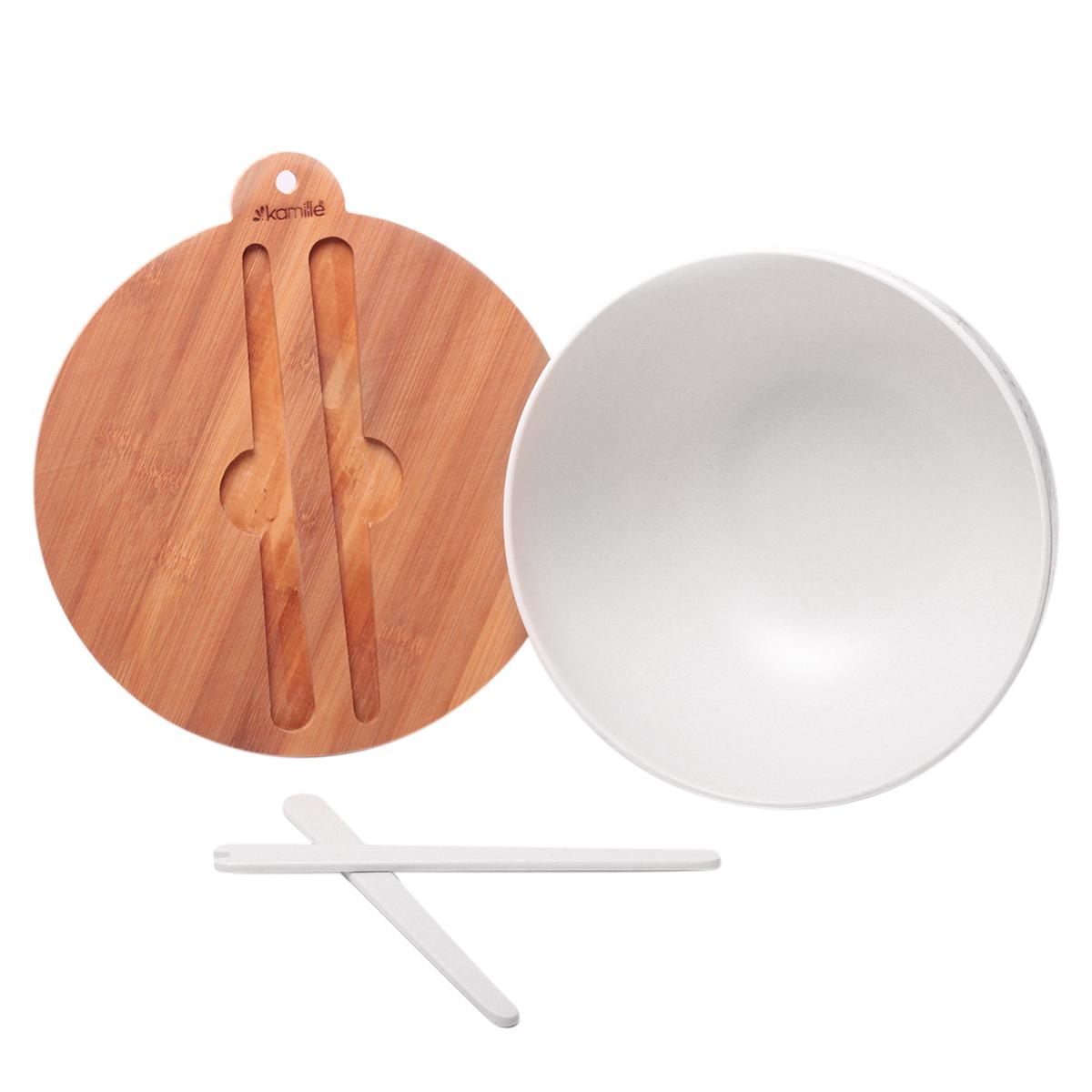 Миска з бамбукового волокна з бамбуковою кришкою та приладами Kamille (4384) - фото 2 Миска з бамбукового волокна з бамбуковою кришкою та приладами Kamille (4384) - фото 2