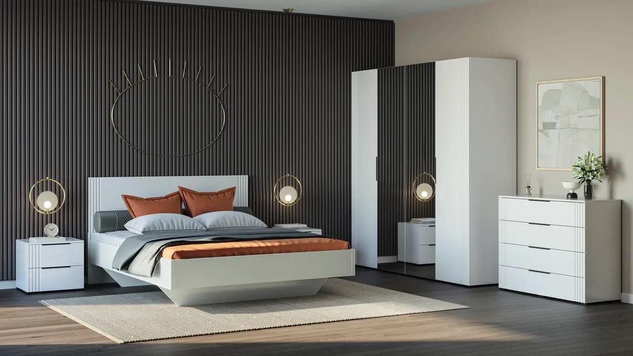 Спальня комплект Мир мебели Амелия Белый/Белый глянец (46733)