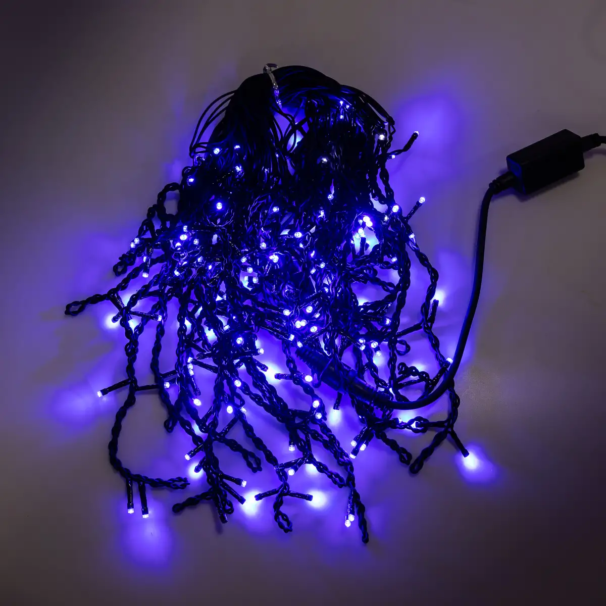 Гірлянда-бахрома вулична 200LED чорний провід 12 м Синій (22784071)