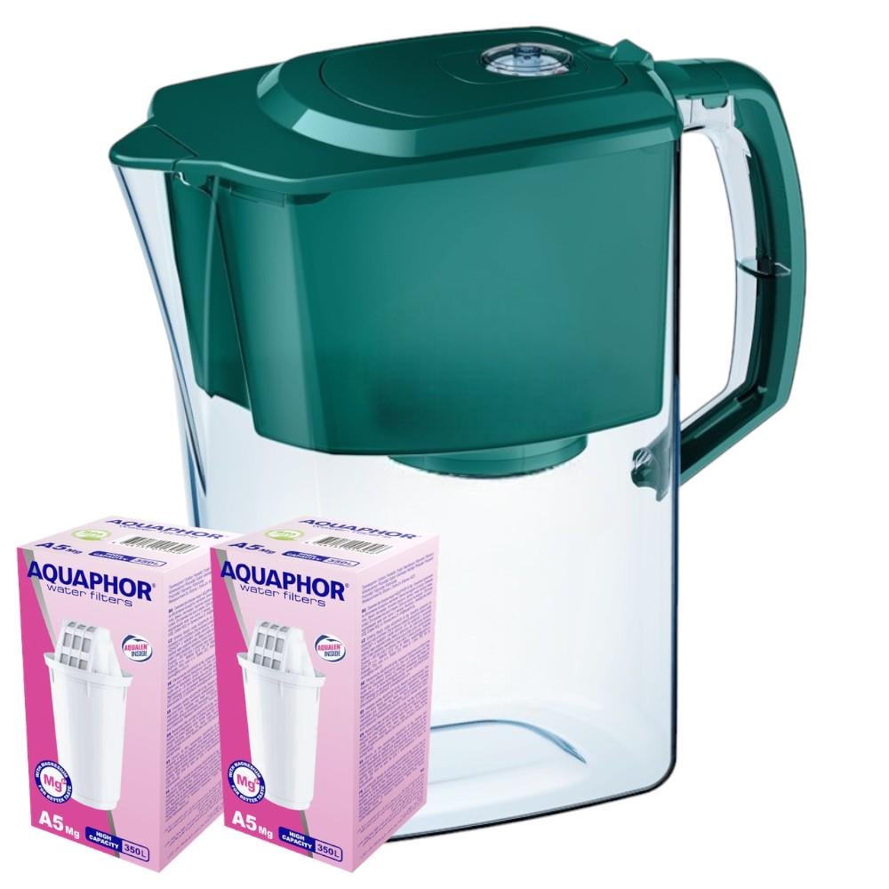 Фильтр-кувшин Аквафор Атлант с двумя модулями А5Mg Изумрудный