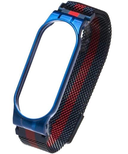 Ремешок с миланским плетением для Mi Band 5/6 в сочетании Синий с красным (000553552)