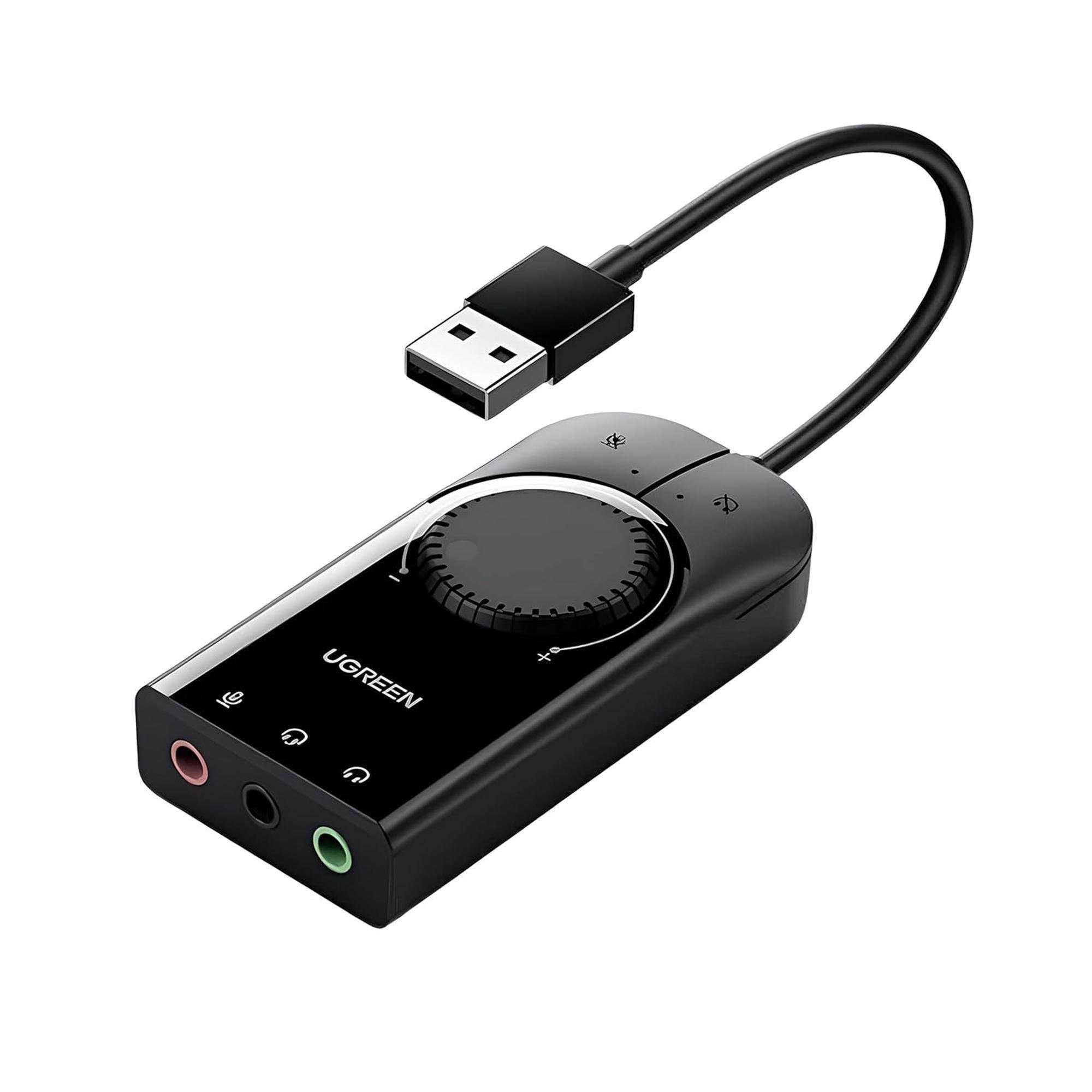 Звукова карта зовнішня UGREEN CM129 USB/3.5 мм 1 м Чорний (50599)