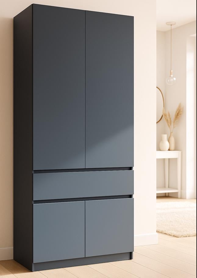 Шкаф с полками Мастер Форм Брайт ДСП телескопические направляющие 800х520х2000 мм Антрацит (30023)