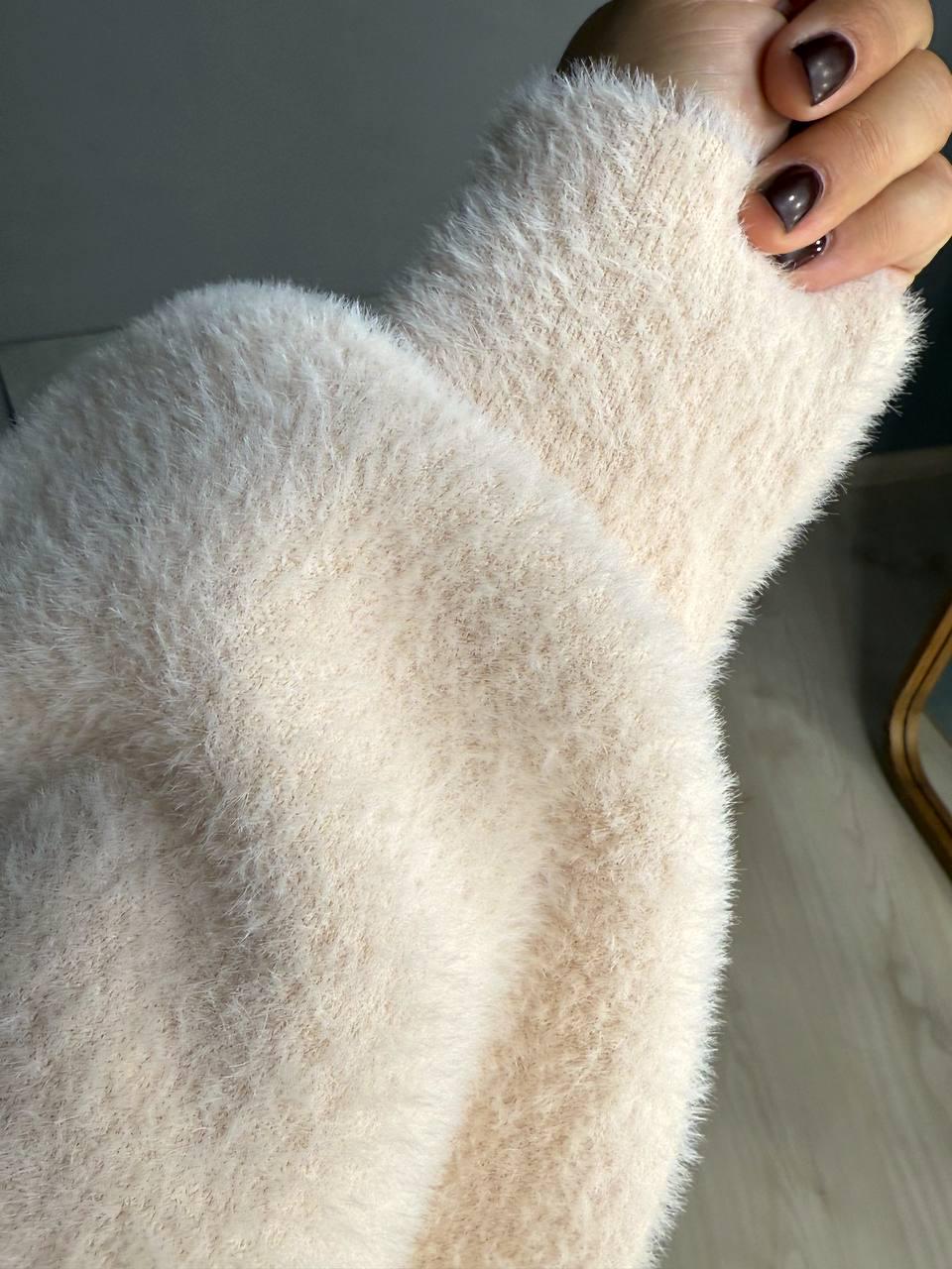 Кардиган жіночий Fancy Matinee 30740 ангора довгий з кишенями OS Молочний (4872) - фото 8