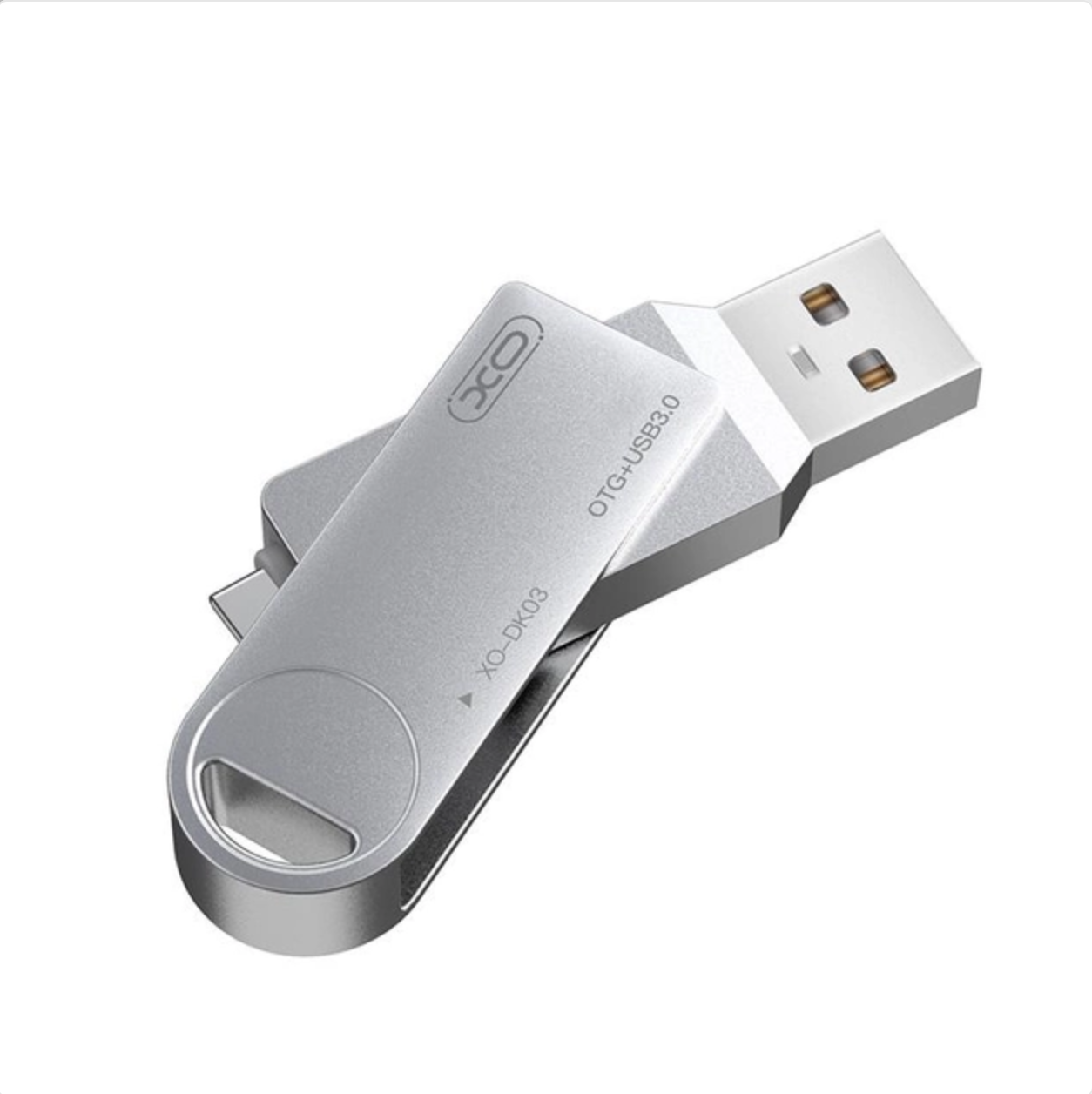 Флешка высокоскоростная USB 3,0 Type-C XO DK 03 с поддержкой OTG 2в1 Silver (10482235) - фото 3