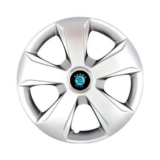Автомобильные колпаки SKS 102 R13 с логотипом Skoda 4 шт. Серебристый