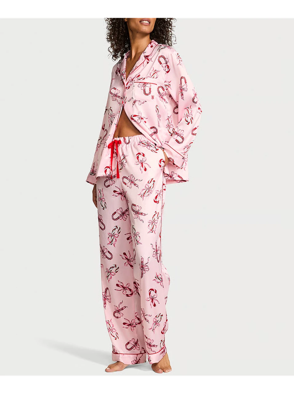 Пижама женская Victoria's Secret Signature Satin Long Pajama Set M Розовый (3025777590)