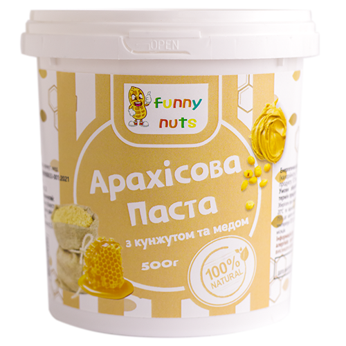 Арахісова паста FunnyNuts з кунжутом і медом 500 г (1696420219) - фото 1