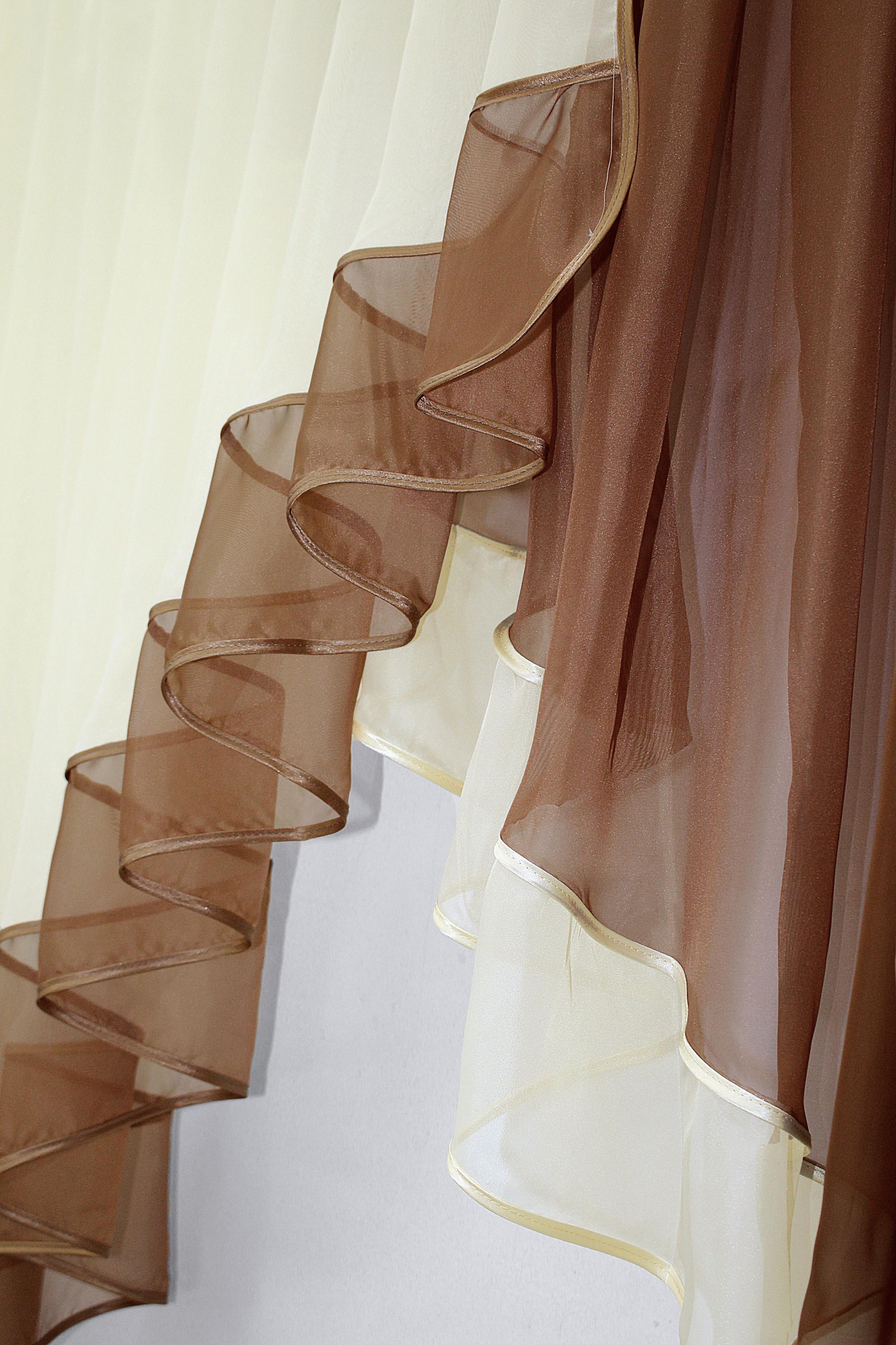 Фіранка кухонна VR-Textil № 023к 150х150 см Коричневий/Бежевий (50-950) - фото 5 Фіранка кухонна VR-Textil № 023к 150х150 см Коричневий/Бежевий (50-950) - фото 5