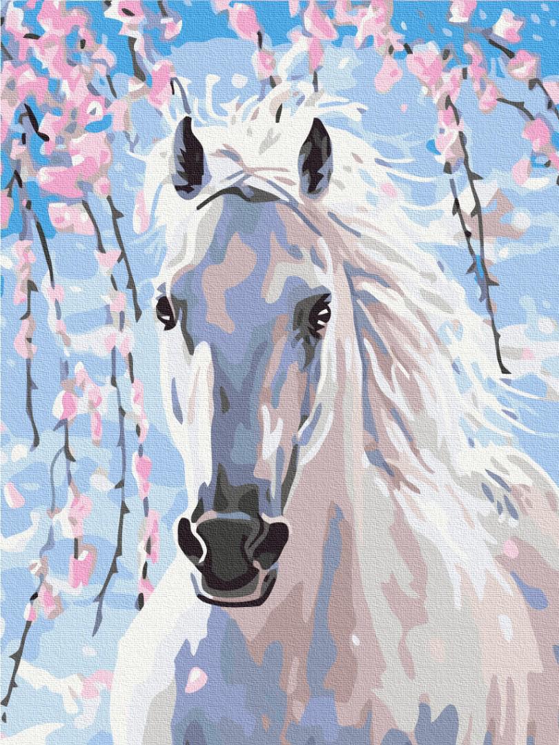 Картина по номерам Brushme Лошадь в цветах сакуры 30x40 см (RBS8528)