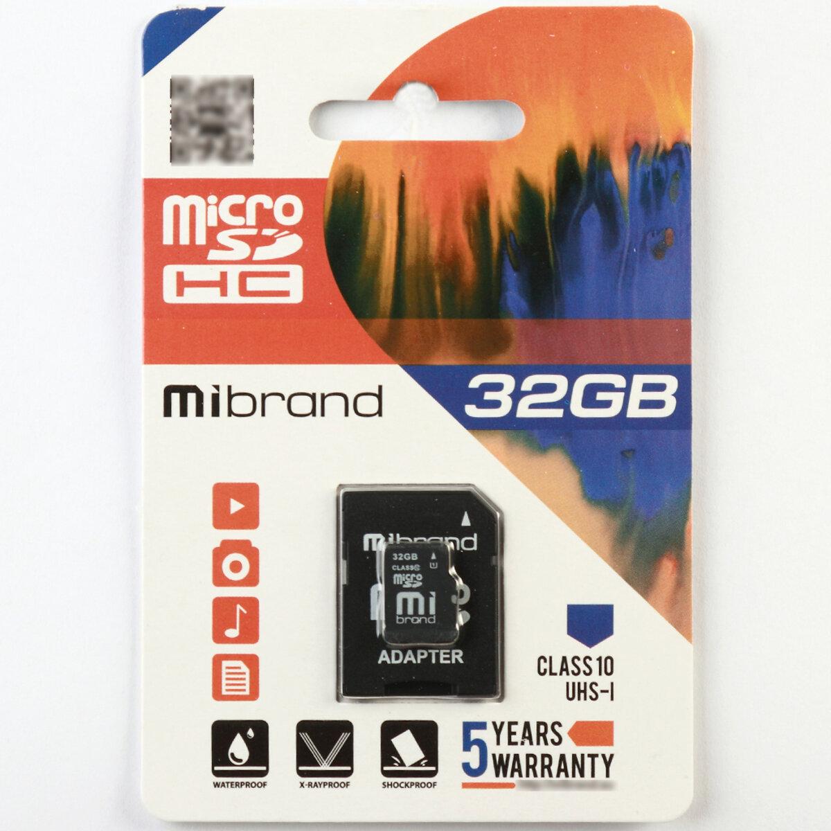 Карта памяти Mibrand Class 10 Adapter Sd 32 Gb - фото 1