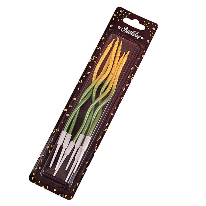 Свічки для торта Хвилясті 6 шт. Зелений/Жовтий (16067)