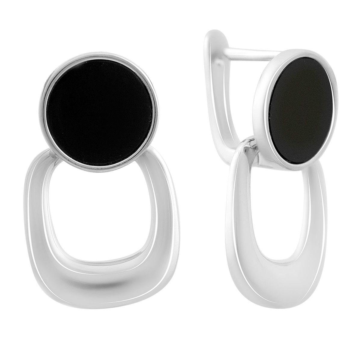 Сережки срібні з оніксом