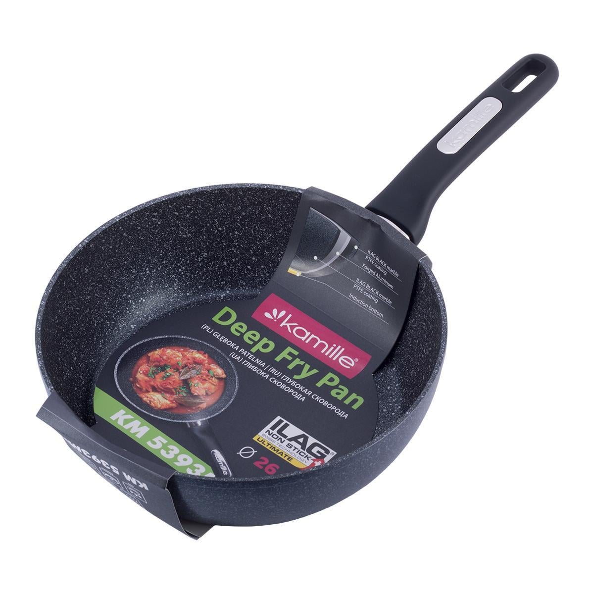 Сотейник алюмінієвий з антипригарним покриттям Ø 26х8 см Чорний мармур (5393MR)