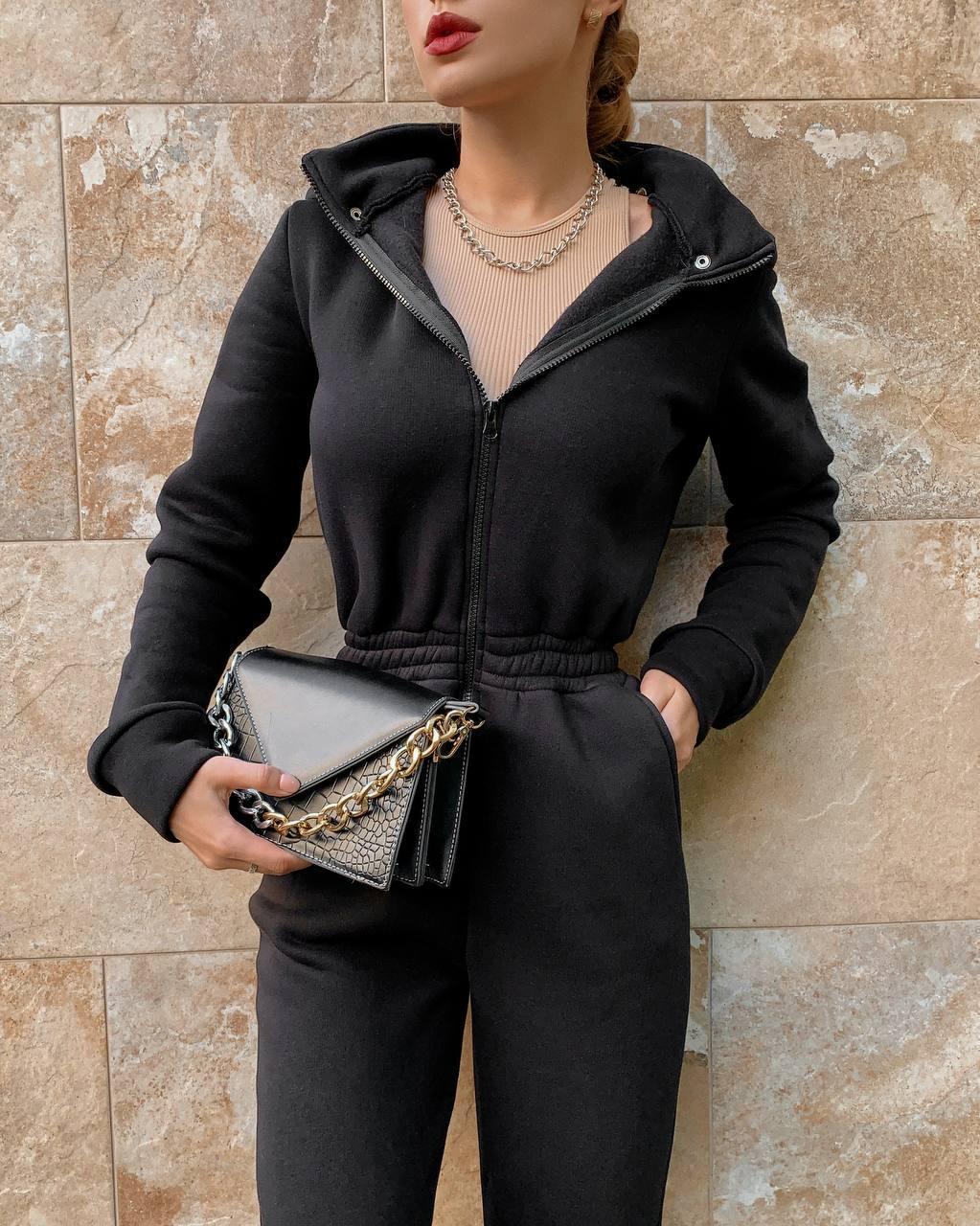 Комбинезон флисовый зимний р. 48 Черный