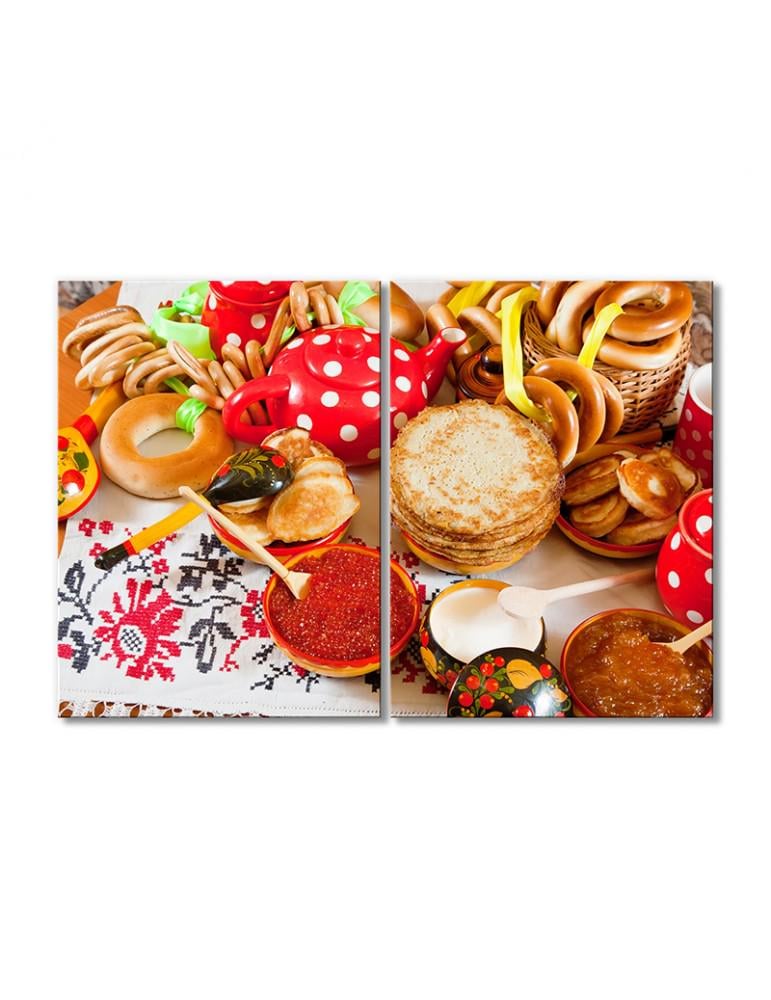 Картина модульная Сушки блины с икрой 2 модуля 90x135 см