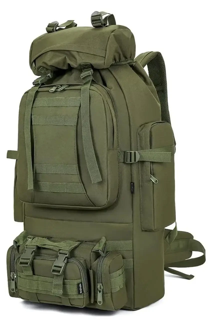 Туристичний рюкзак водонепроникний з кріпленням MOLLE Oxford 1200D 80 л 80х39х22 см (Tacal-A4 Khaki)