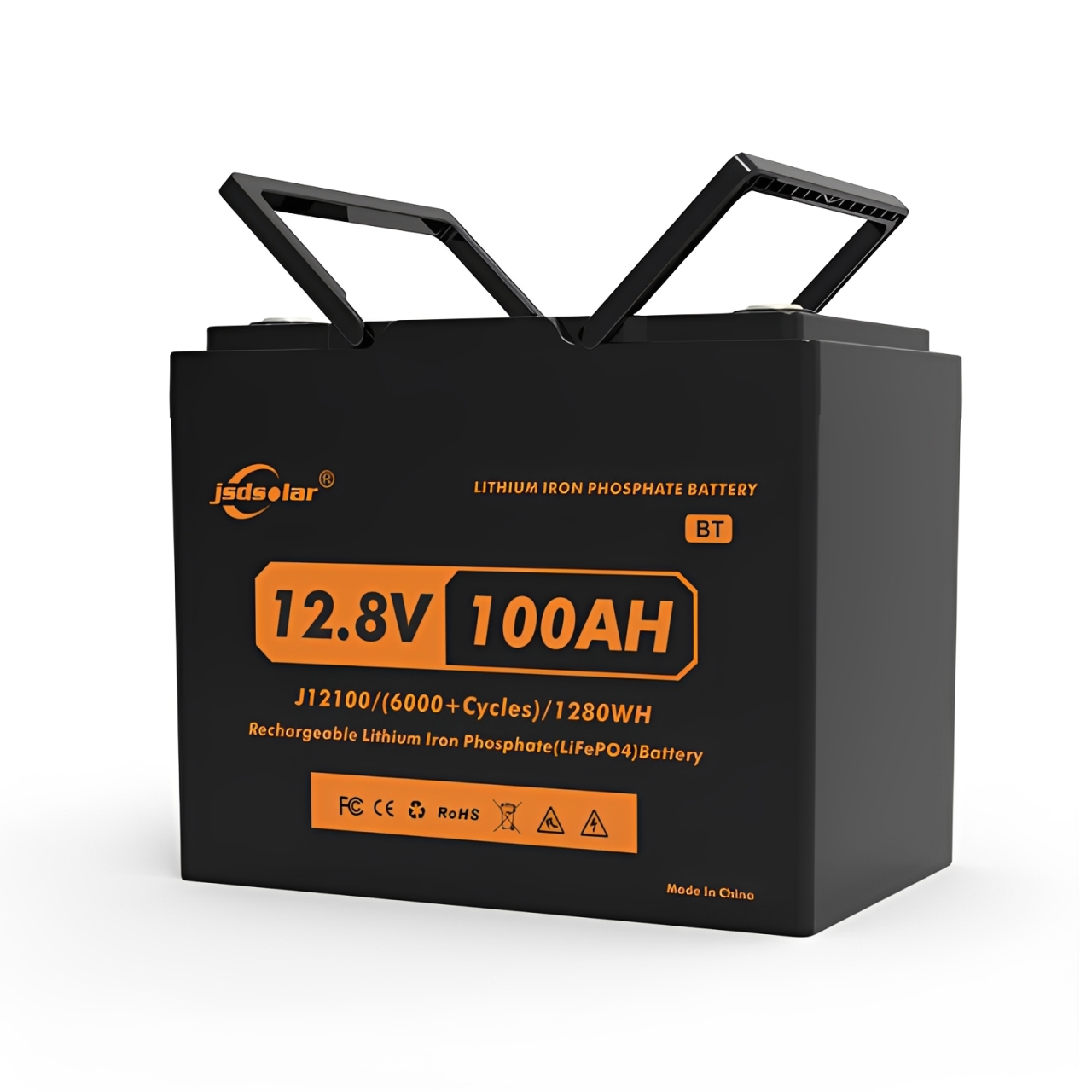 Аккумулятор универсальный JSDSolar LiFePO4 12V 100 Ah 1280Wh с функцией Bluetooth и встроенной BMS (001224)