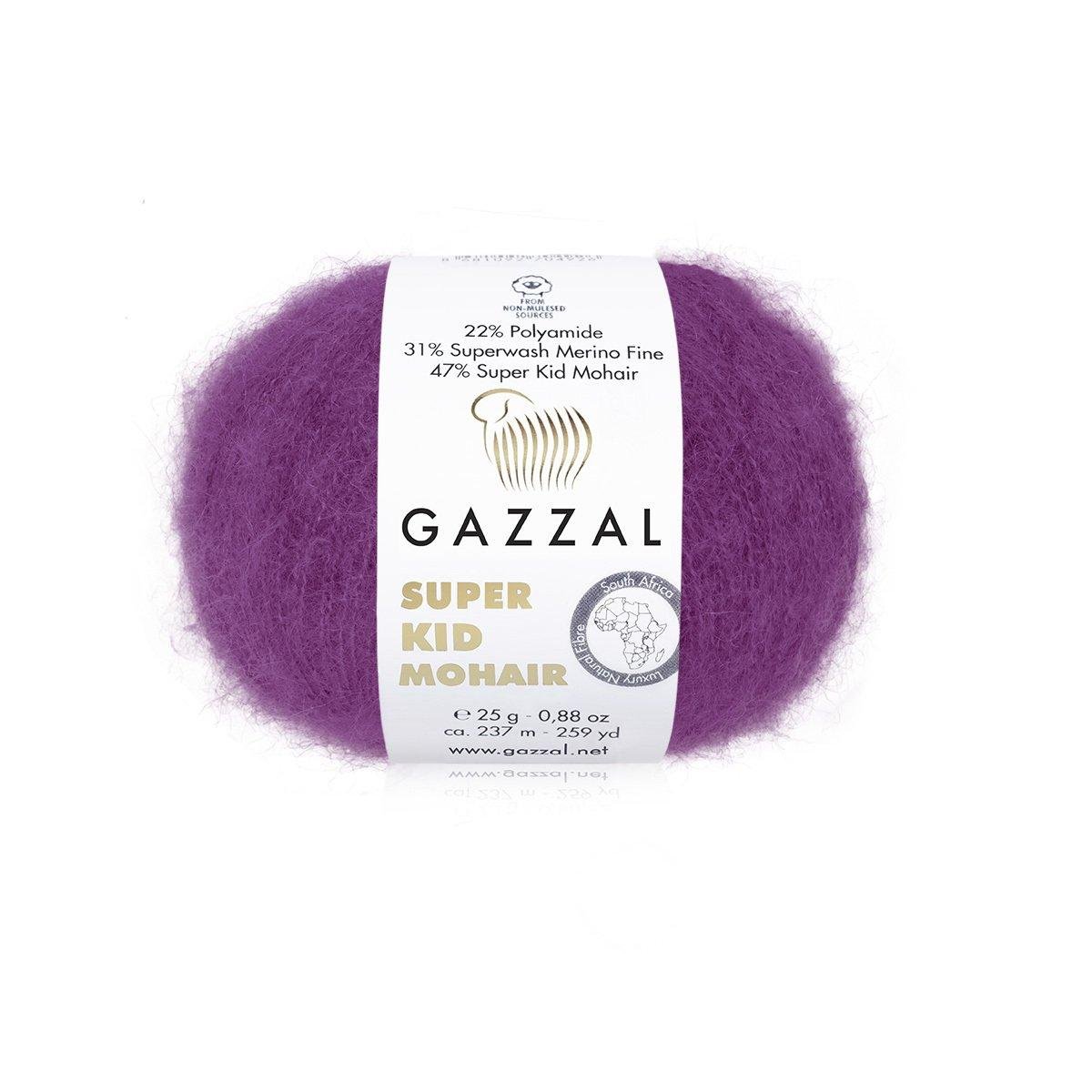 Пряжа Gazzal Super Kid Mohair 64415 фіолет (3922)