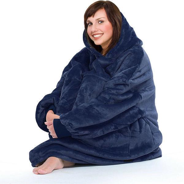 Плед з рукавами HuggleHoodie двухсторонний с капюшоном Oversize Синий (5697271) - фото 10