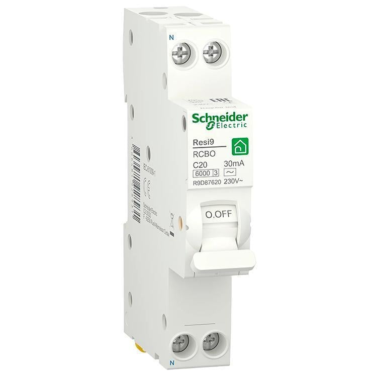 Автомат дифференциальный Schneider Electric Resi9 RCBO 20A C 1P+N 30mA АС 6kA (R9D87620)