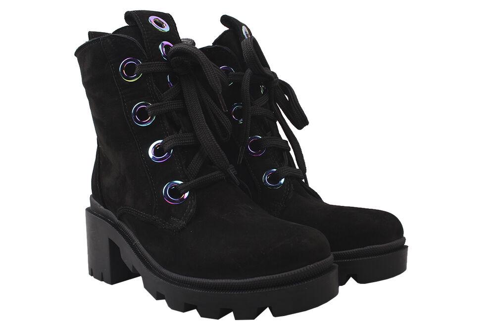 Ботинки женские Aquamarin из замши на платформе высокие р. 38 Черный (1640-9ZHC)