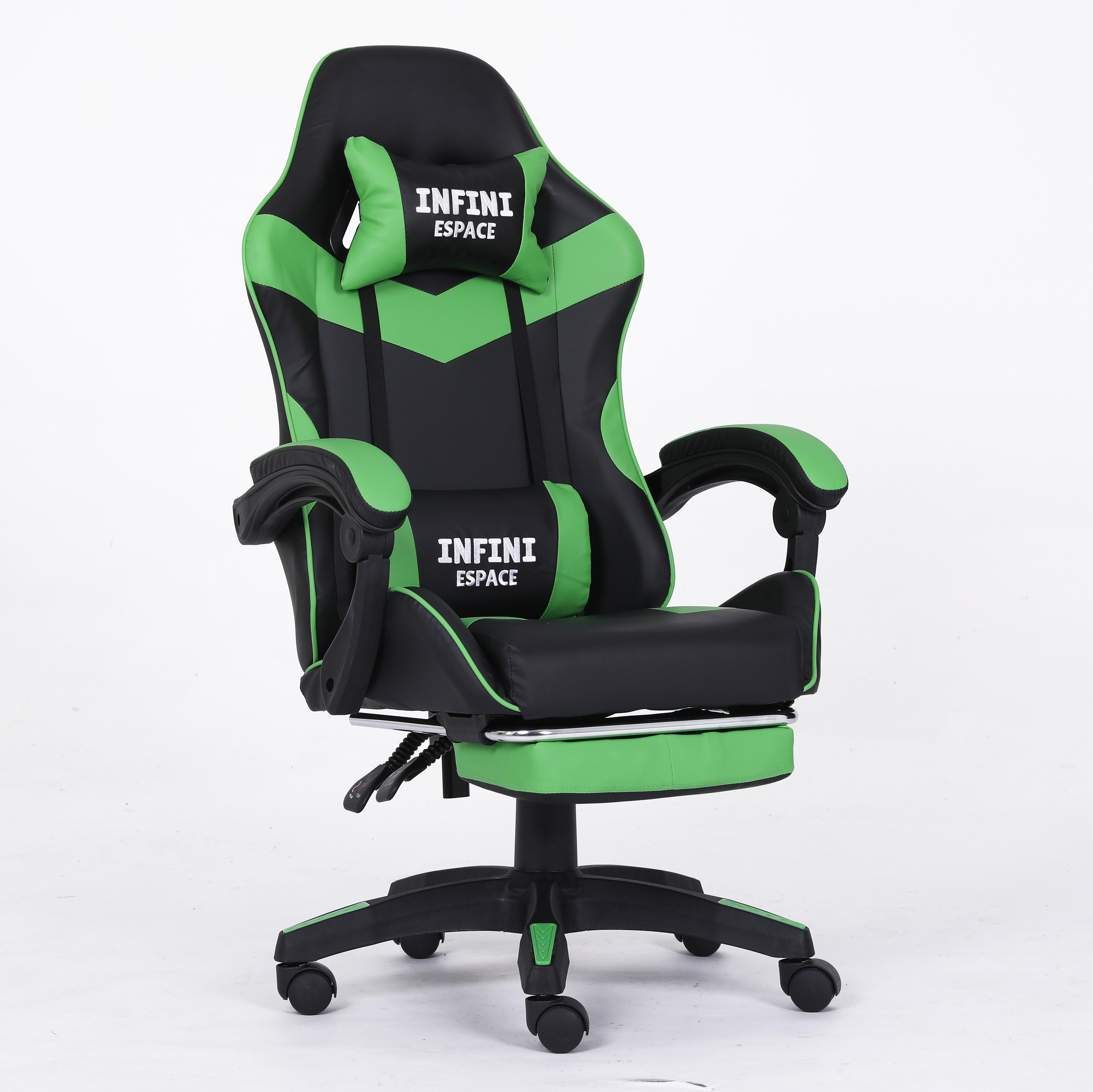 Кресло компьютерное с подставкой для ног Infini Espace Черный/Зеленый (22288266)