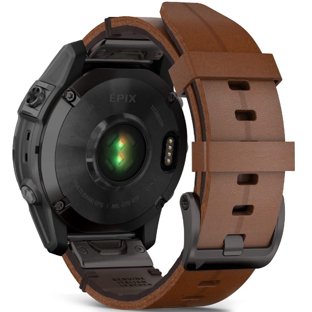 Смарт-годинник Garmin Epix 2 Sapphire Black/Carbon Gray with Chestnut leather band (010-02582-30) - фото 8