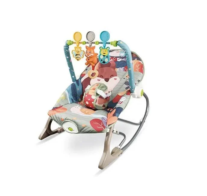 Шезлонг-качеля детский напольный 68156-1 музыкальный из комбинированных материалов 55х86х38 см Разноцветный (150-7-179691)