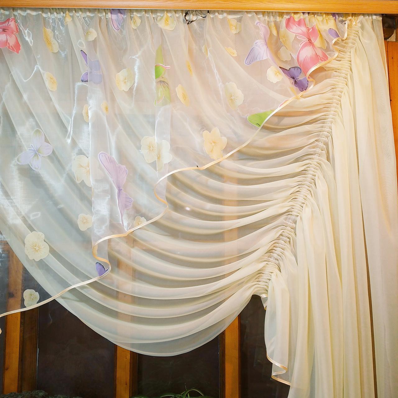 Занавеска кухонная готовая Камелия лунное сияние правая - фото 3