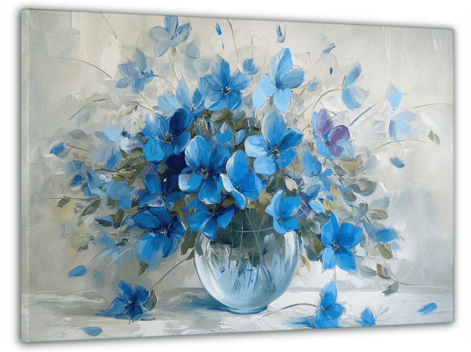 Картина на стіну з ефектом 3D Букет синіх квітів акварелю для 60x100 см (MN10160)