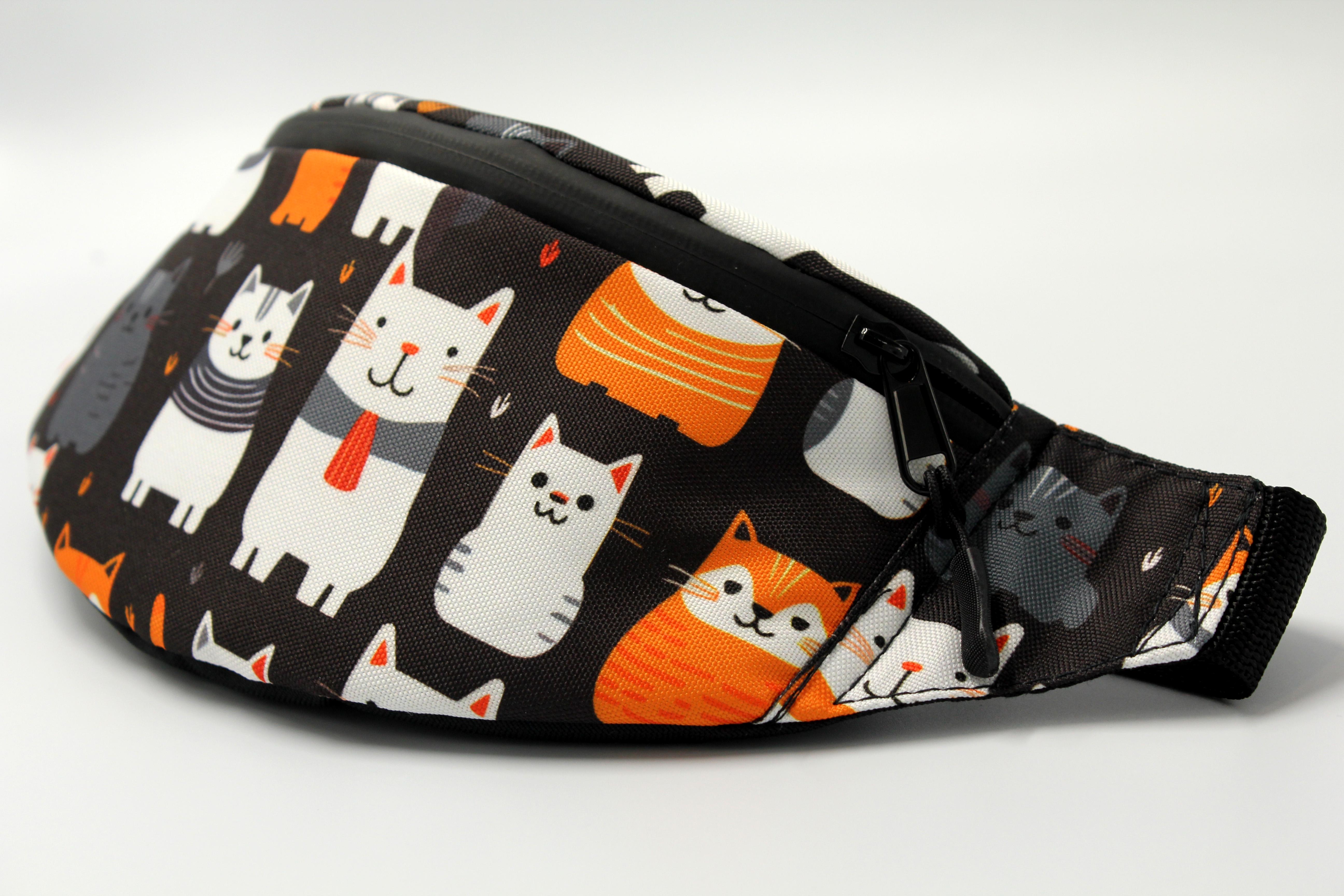 Сумка бананка Котики Чорний (BT-036) - фото 7 Сумка бананка Котики Чорний (BT-036) - фото 7