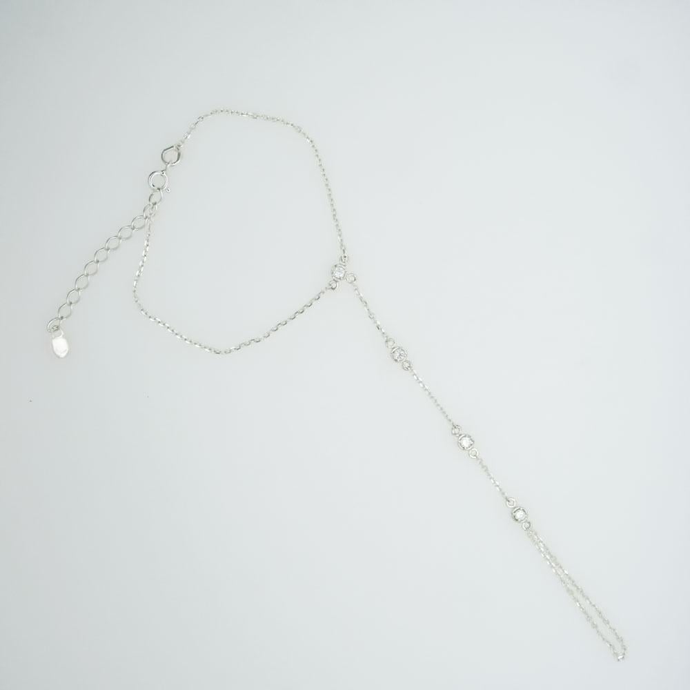 Срібний слейв браслет паньє з фіанітами Ніжність