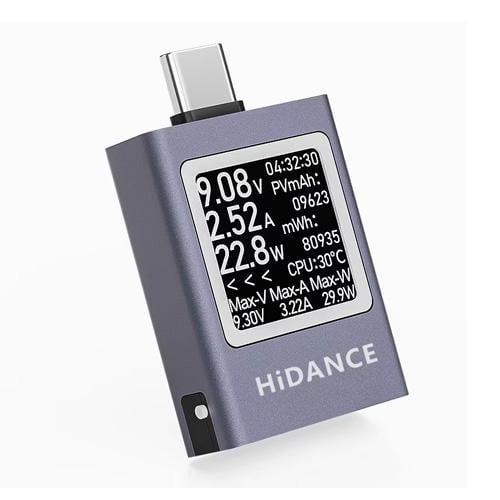 Тестер USB тока напряжения напряжения емкости Hidance HDC-085C Type-C 0,85'' OLED Black (877440)
