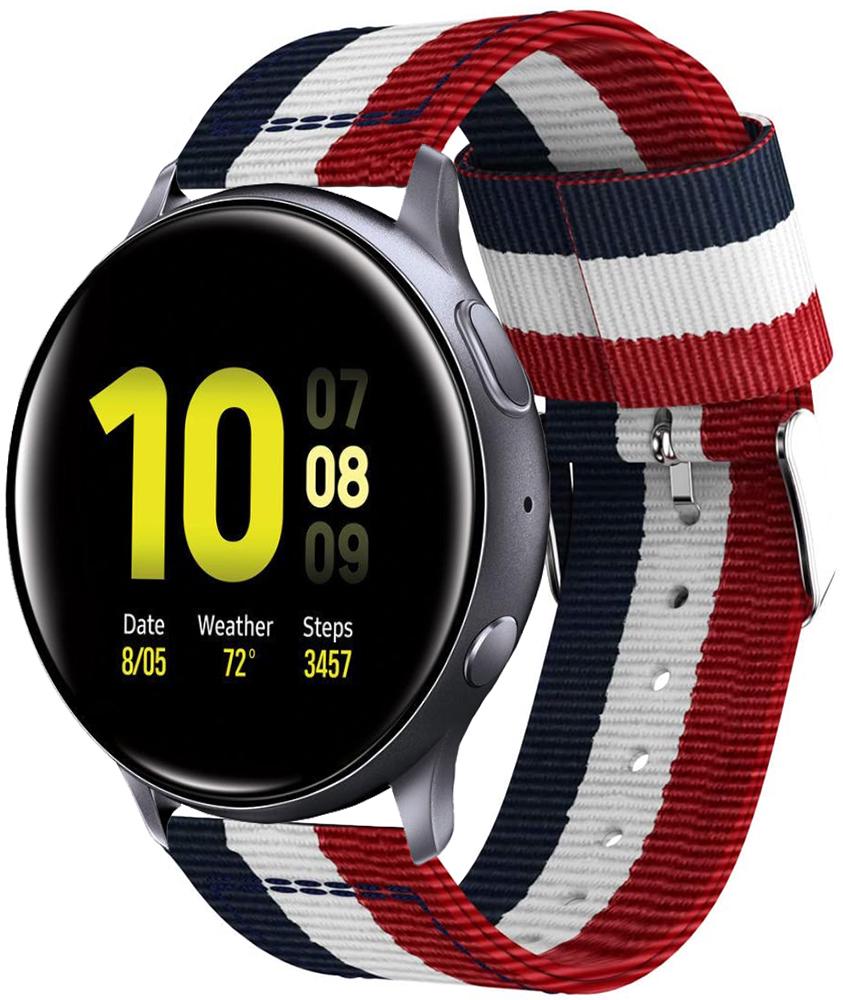 Ремешок тканевый Canvas для Galaxy Watch Active Red/White/Blue (20538)