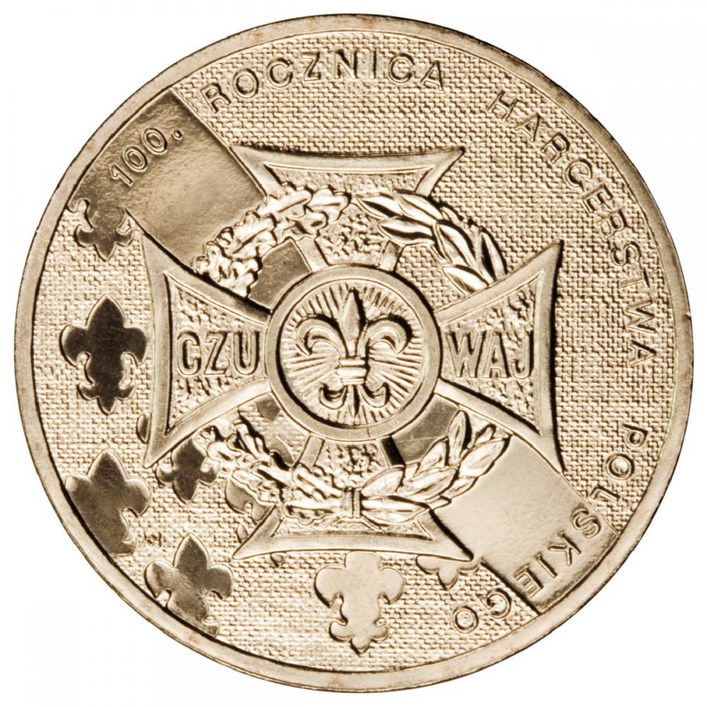 Коллекционная монета Польша 2 злотых 2010 AU-UNC 100 лет Союза польских харцеров (29684417)