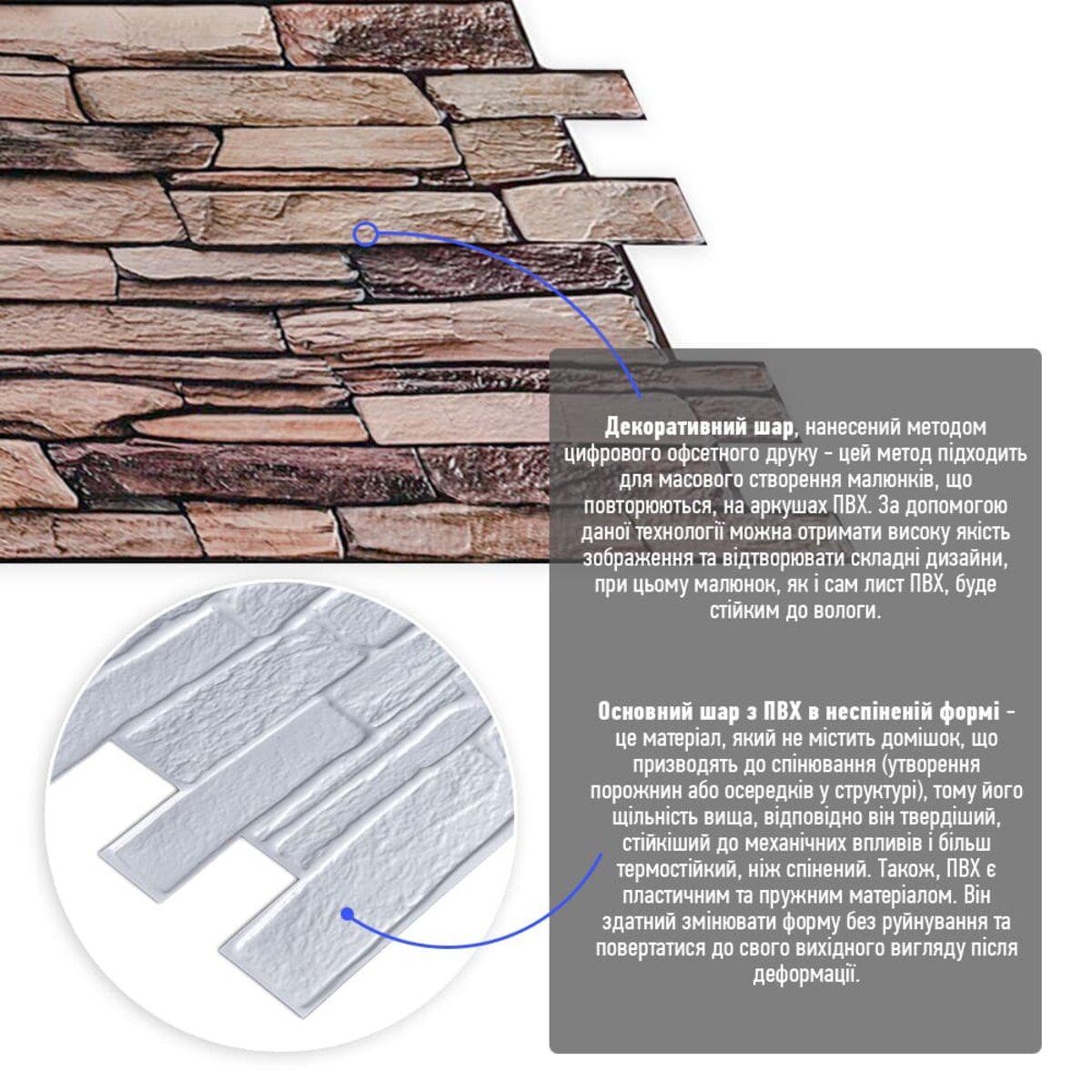 Панель декоративная Sticker Wall SW-00001555 ПВХ 960х480х4 мм Коричневый (991943590) - фото 2 Панель декоративная Sticker Wall SW-00001555 ПВХ 960х480х4 мм Коричневый (991943590) - фото 2