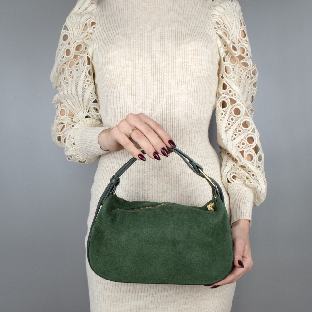 Сумка жіноча замшева Virginia Conti 03800 Темно-зелений (2423705685) - фото 2