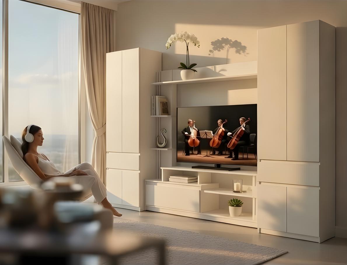 Стінка у вітальню Майстер Форм Брайт 2900х520х2000 мм Білий (32813)