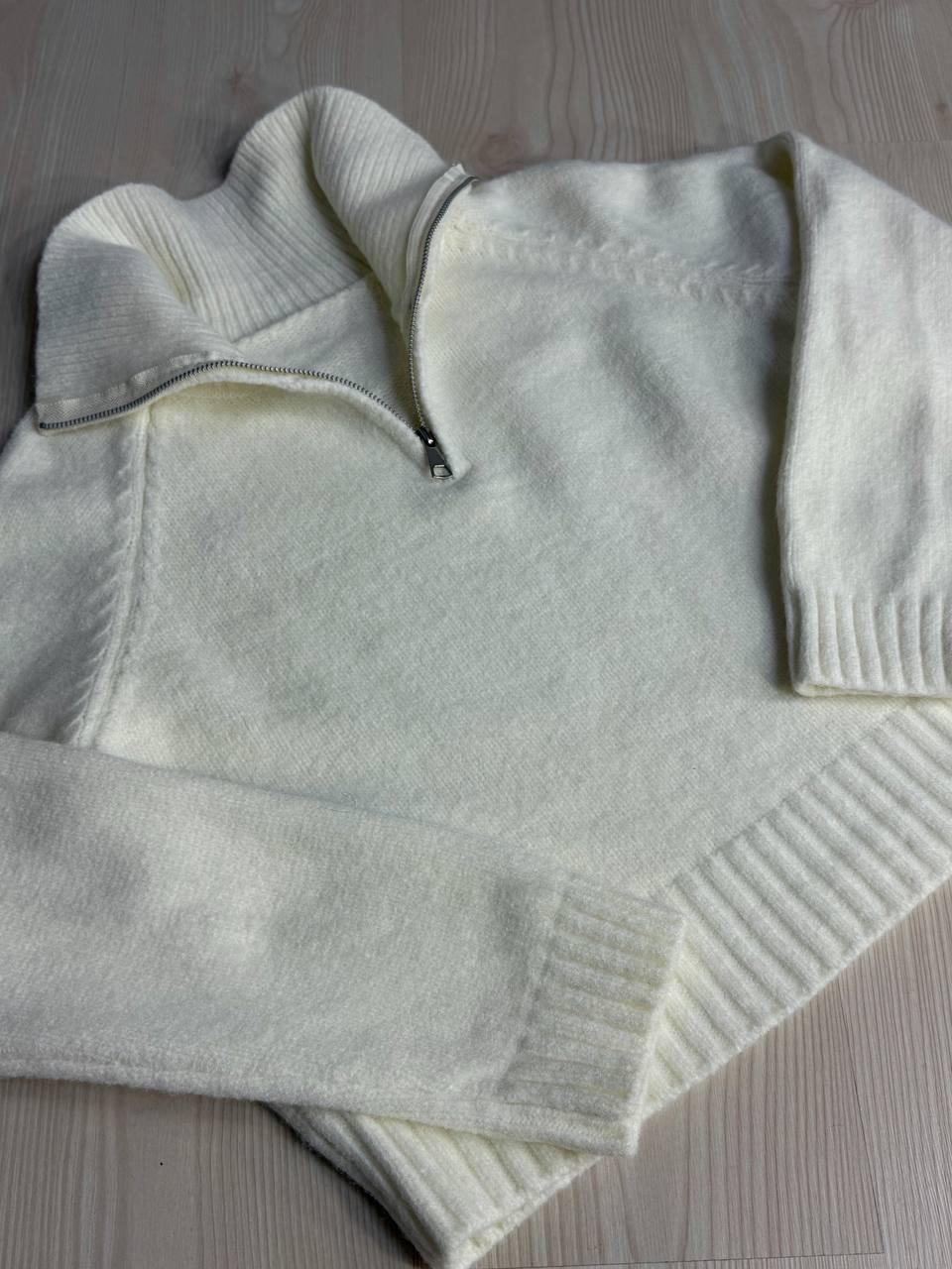 Светр жіночий A-N 1780 з коміром на блискавці OS Молочний (5970) - фото 2 Светр жіночий A-N 1780 з коміром на блискавці OS Молочний (5970) - фото 2