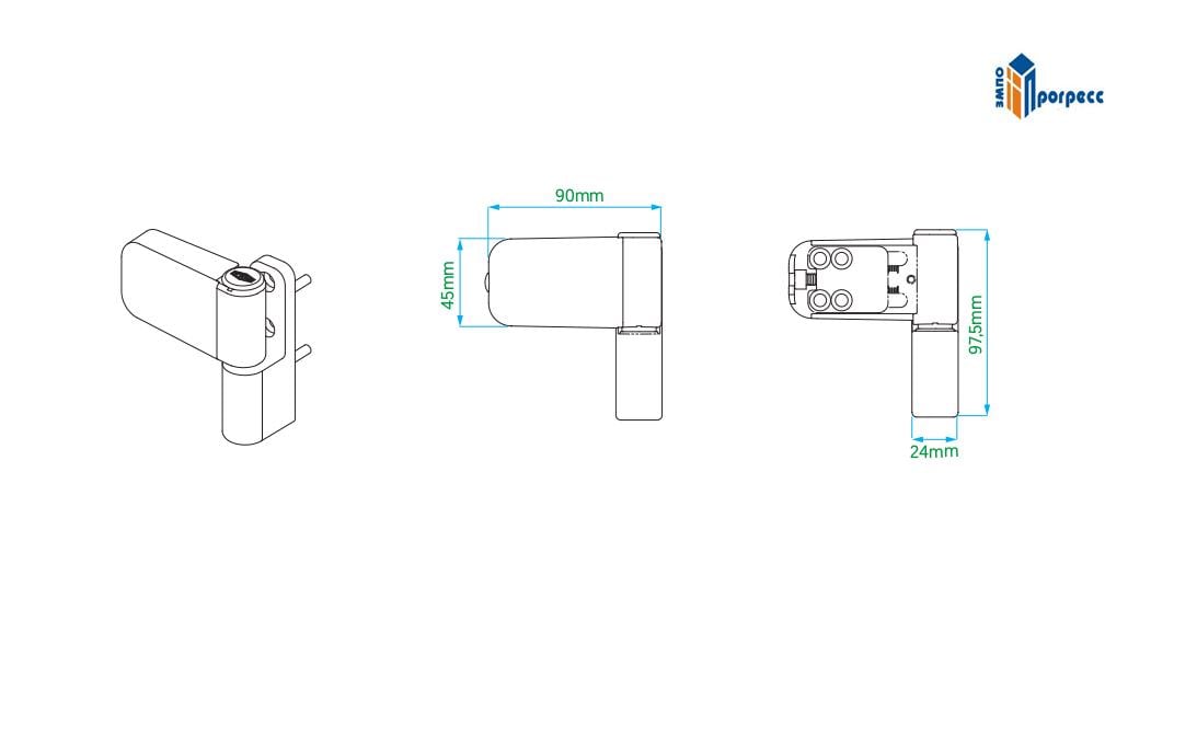 Петля дверна VORNE регульована 90 мм 14-17 мм Білий (RAL9016) - фото 4