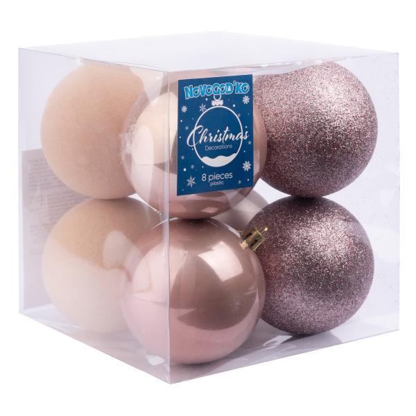 Кулі новорічні Novogod’Ko пластик 8 см 8 шт. Шампань (974420)