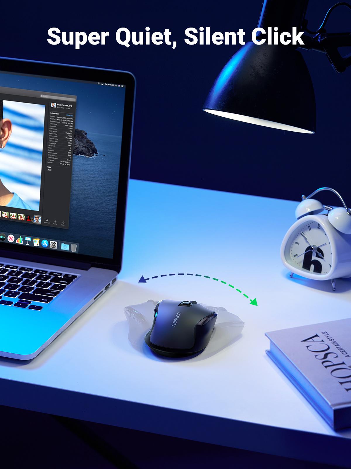 Мишка бездротова UGREEN 4000 DPI 6 Кнопок 2.4G з USB-приймачем Чорний (90545) - фото 5