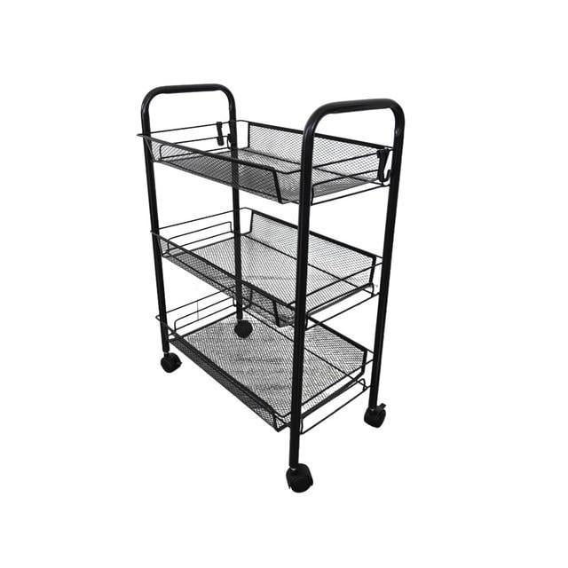 Стелаж-етажерка з полицями Bonro B-073 на колесах Чорний (2670148990)