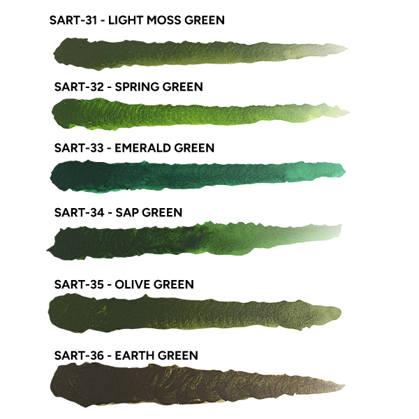 Набір акрилових фарб Scale75 Artist Green Mile 6 кольорів (SSAR-007) - фото 2