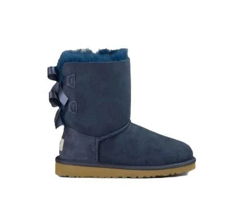 Уггі дитячі для дівчинки замшеві з гудзиком Ugg Bailey Bow Navy р. 25 Синій (28999)