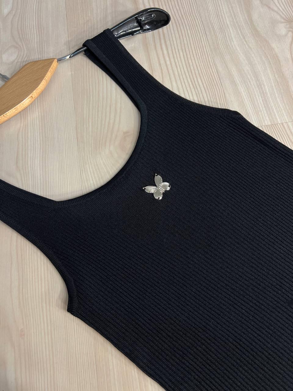 Майка женская A-N 2206 в рубчик с бабочкой OS Черный (26389123) - фото 5 Майка женская A-N 2206 в рубчик с бабочкой OS Черный (26389123) - фото 5
