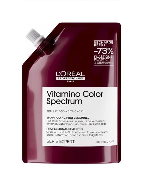 Шампунь L'ORÉAL Professional Vitamino Color Spectrum для сяючого блиску та збереження 5 вимірів кольору 500 мл (refill)