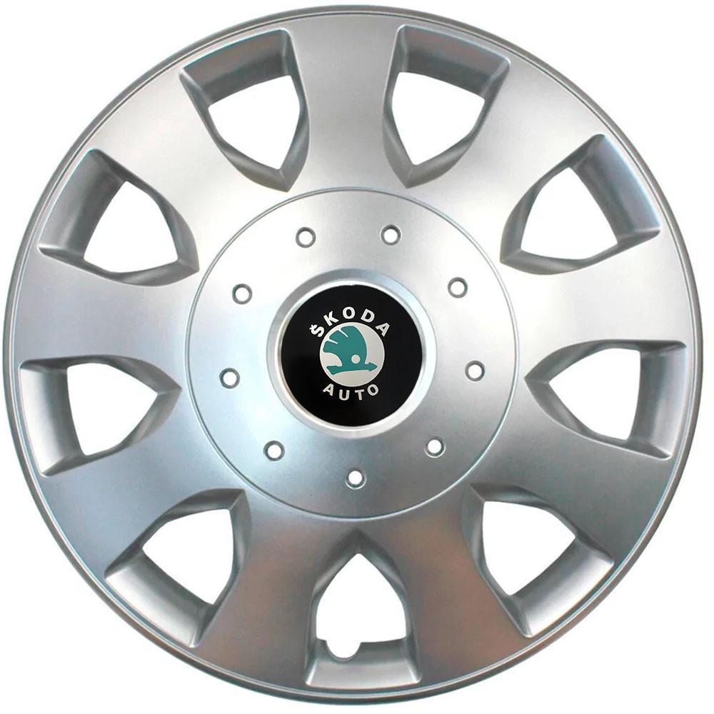 Колпаки SJS с логотипом Skoda 400 R16 4 шт. Зеленый/Серебряный (31006158)